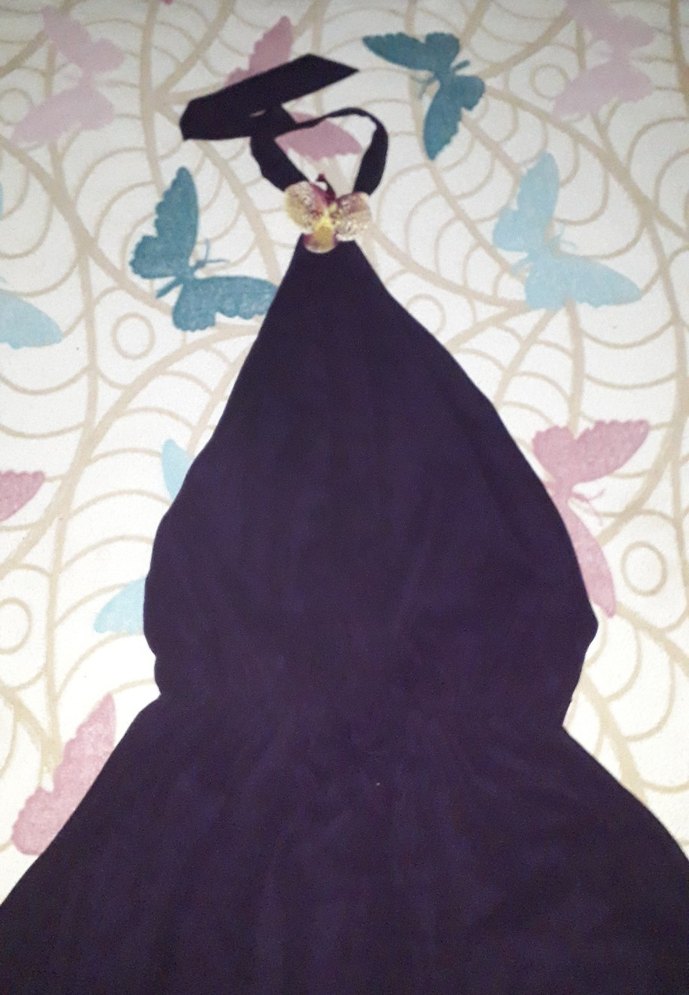 Mor Askısız Uzun Bohem Elbise - Görsel 2