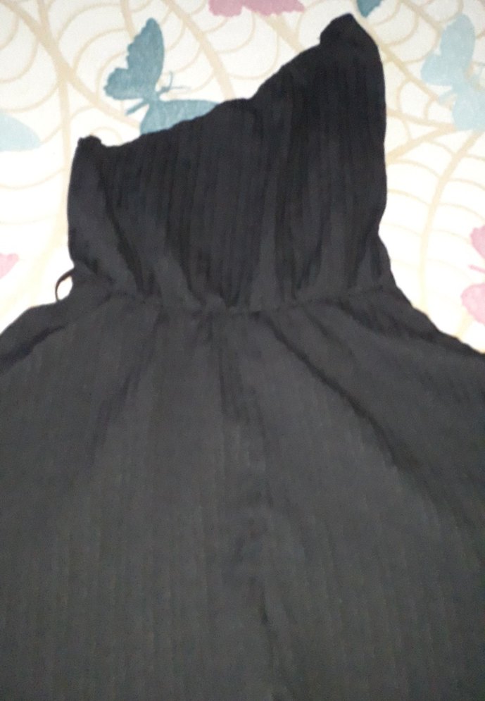 Siyah Straplez Pilili Mini Tulum - Görsel 2