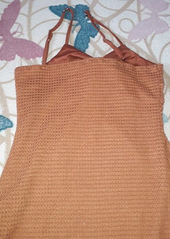 Kahverengi Straplez Askılı Midi Elbise - Görsel 3