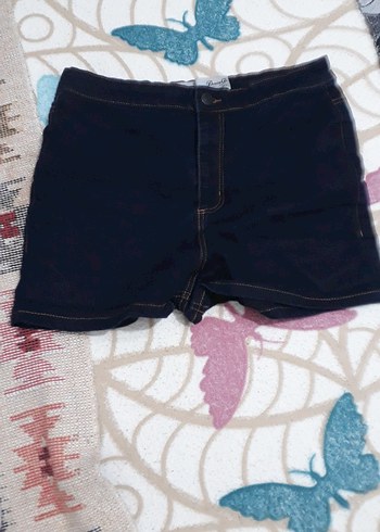 Düğmeli Siyah Mini Denim Şort - Görsel 2