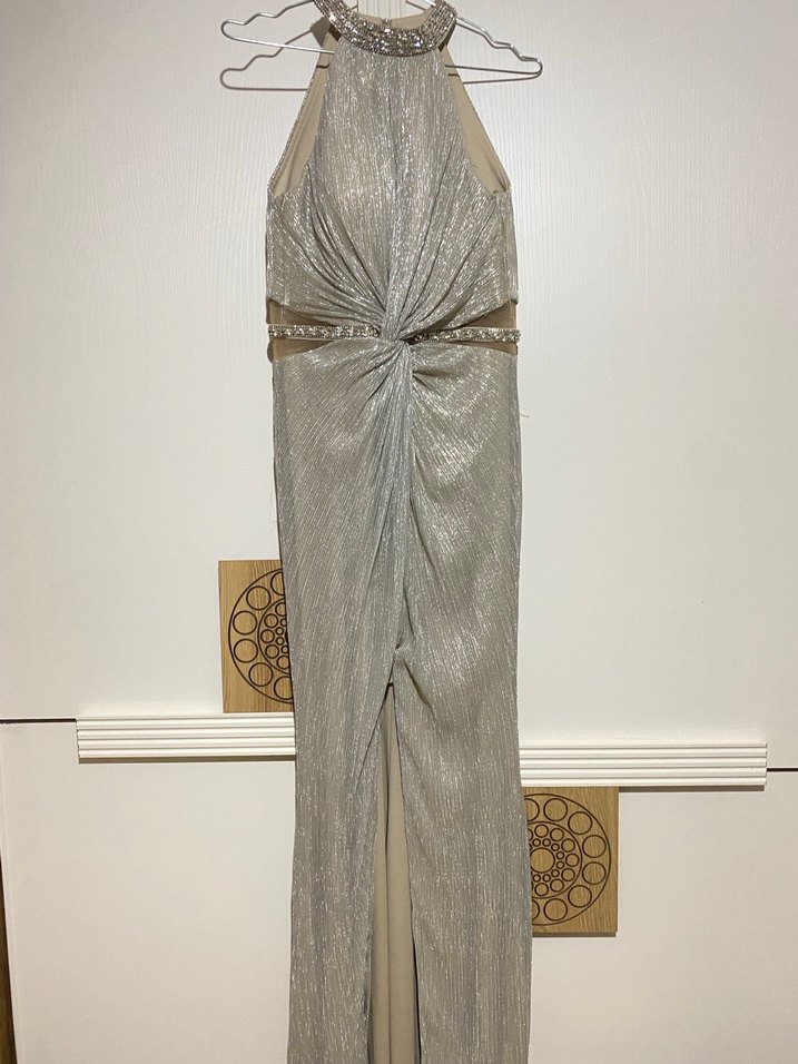 Bej Drapeli Uzun Abiye Elbise - Görsel 2