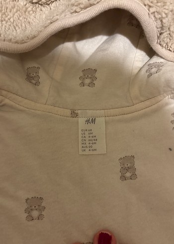 H&M Kapüşonlu Bej Erkek bebek  Peluş Mont - Görsel 4