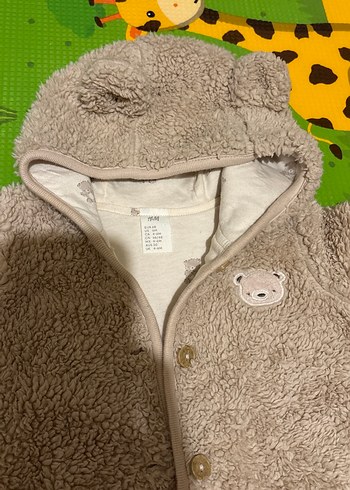 H&M Kapüşonlu Bej Erkek bebek  Peluş Mont - Görsel 2