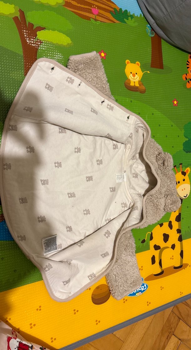 H&M Kapüşonlu Bej Erkek bebek  Peluş Mont - Görsel 3