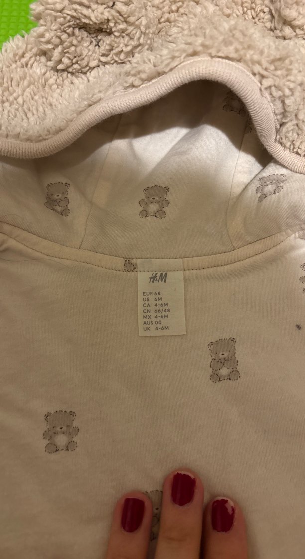 H&M Kapüşonlu Bej Erkek bebek  Peluş Mont - Görsel 4