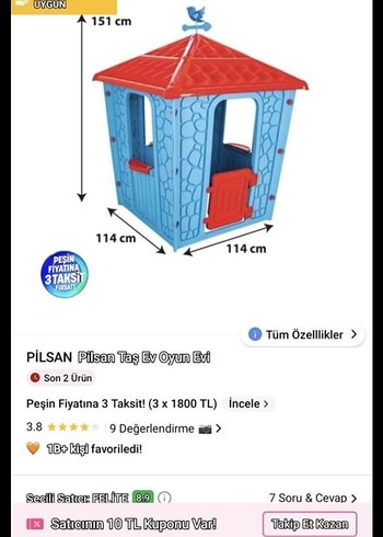 Pilsan Kamp Taş Ev Oyun Evi - Görsel 2