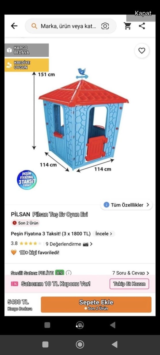 Pilsan Kamp Taş Ev Oyun Evi - Görsel 2