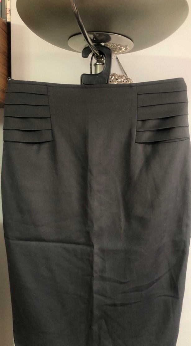 Koyu griKadın Midi Kalem Etek - Görsel 2