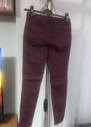 Bordo Fermuarlı Kadın Pantolon - Görsel 4