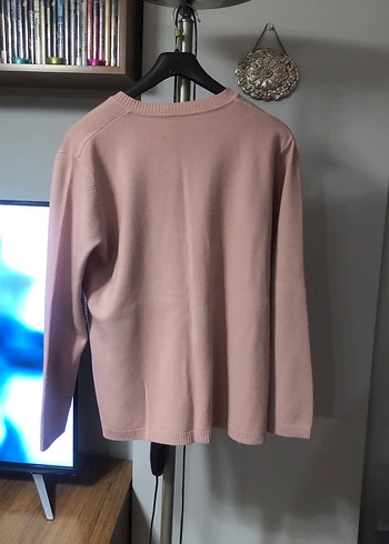 Düğmeli Pembe Kadın Midi Hırka - Görsel 3