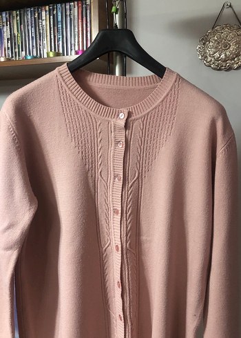 Düğmeli Pembe Kadın Midi Hırka - Görsel 2