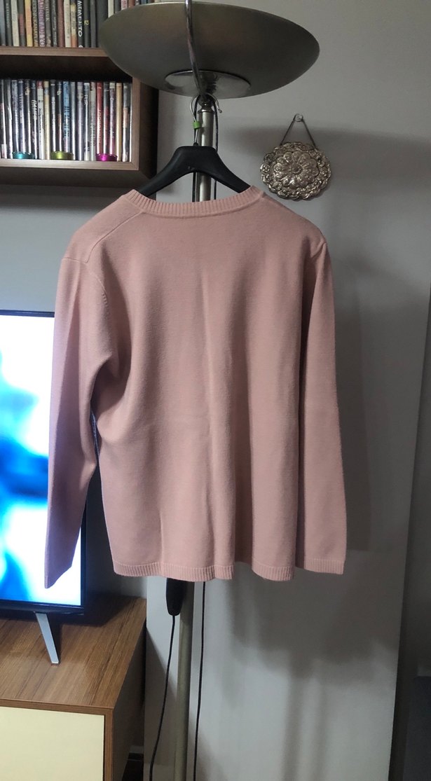 Düğmeli Pembe Kadın Midi Hırka - Görsel 3