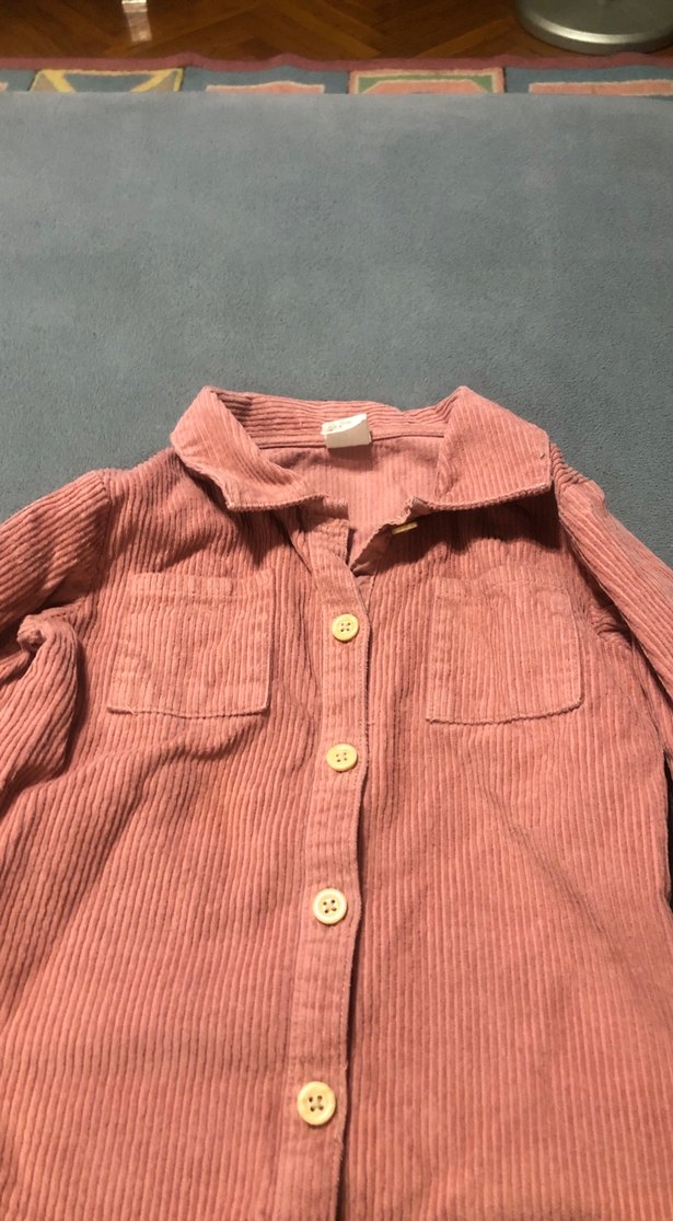 Pembe Düğmeli kız Çocuk Kadife Gömlek - Görsel 3