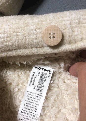 Kız çocuk Düğmeli Kapüşonlu Ceket krem - Görsel 5