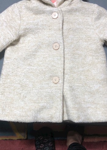 Kız çocuk Düğmeli Kapüşonlu Ceket krem - Görsel 3