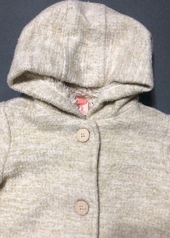 Kız çocuk Düğmeli Kapüşonlu Ceket krem - Görsel 2