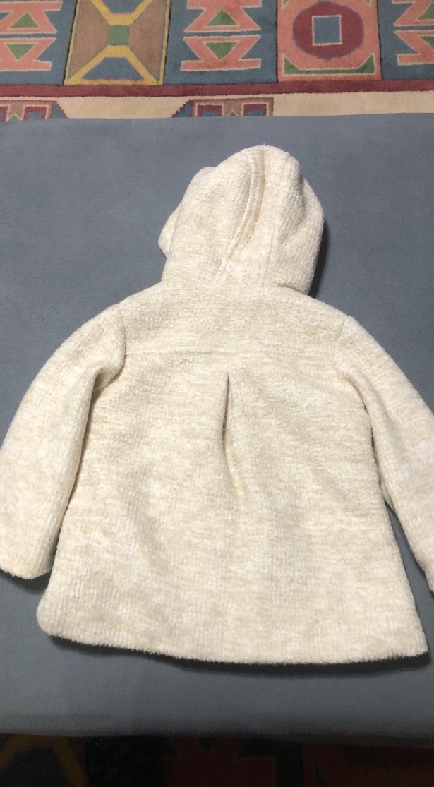 Kız çocuk Düğmeli Kapüşonlu Ceket krem - Görsel 4