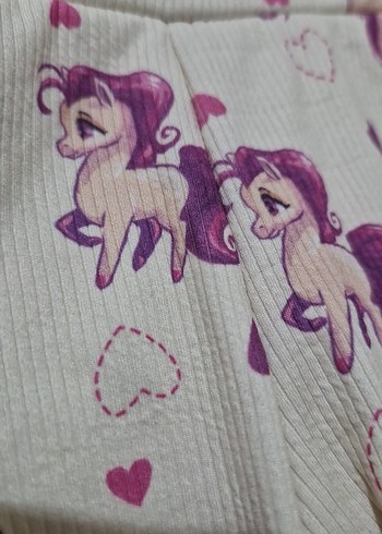Mor ve Gri Unicorn Desenli Kız Taytı - Görsel 2