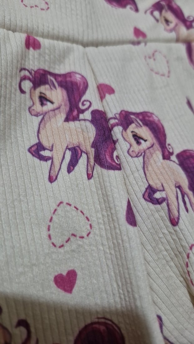 Mor ve Gri Unicorn Desenli Kız Taytı - Görsel 2