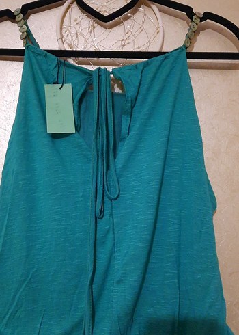 Kadın Yeşil Uzun BATİK Askılı Elbise - Görsel 8