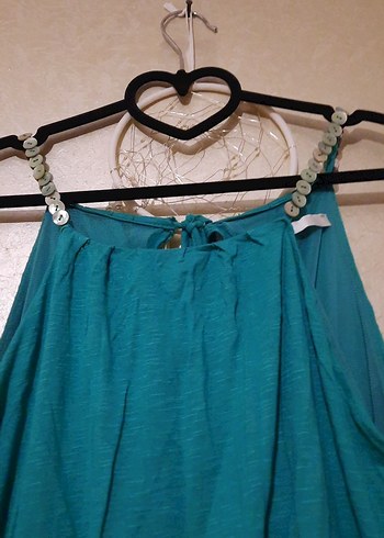 Kadın Yeşil Uzun BATİK Askılı Elbise - Görsel 2