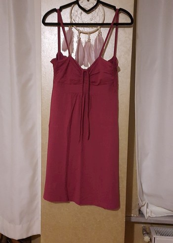 Bordo Askılı Elbise - Görsel 2