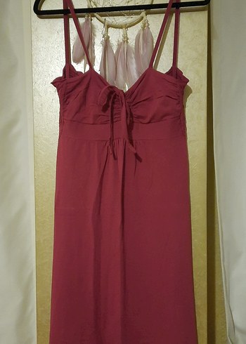 Bordo Askılı Elbise - Görsel 4