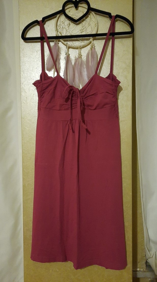 Bordo Askılı Elbise - Görsel 4