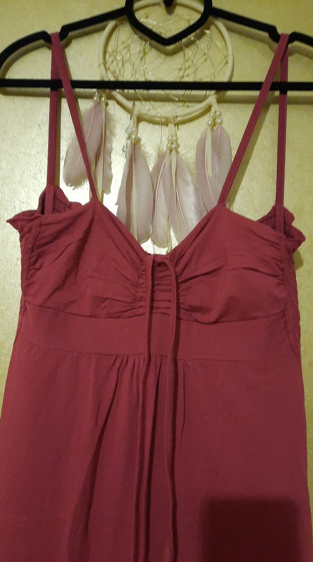 Bordo Askılı Elbise - Görsel 3
