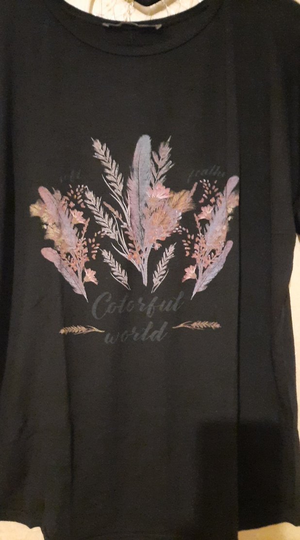 Siyah  Baskılı Kadın Tişört - Görsel 2