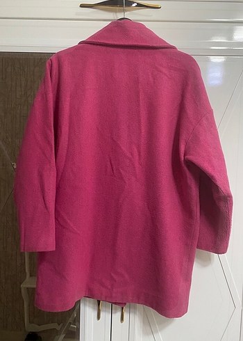Pembe Düğmeli Midi Kadın Kaban - Görsel 4