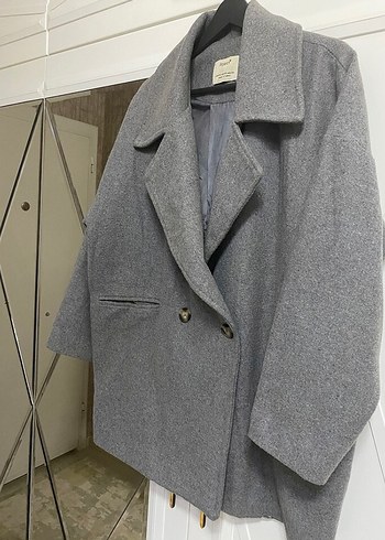 Gri Çift Düğmeli Kaban - Görsel 4