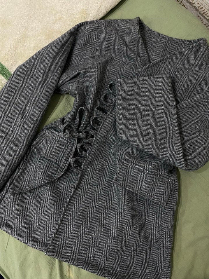 Gri Midi Yün Kadın çeket manuka çeket - Görsel 2