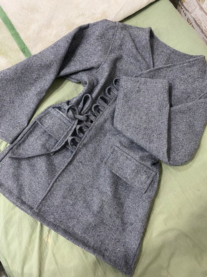 Gri Midi Yün Kadın çeket manuka çeket - Görsel 3