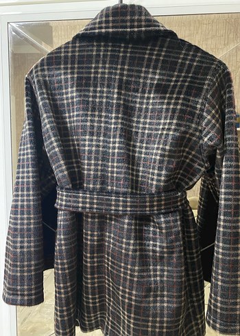 Düğmeli Kahverengi Ekose Kadın Midi Kaban - Görsel 5