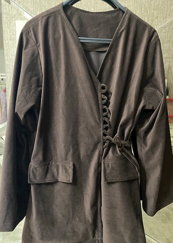 Düğmeli Kahverengi Süet manuka Ceketi - Görsel 2