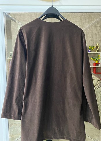 Düğmeli Kahverengi Süet manuka Ceketi - Görsel 4