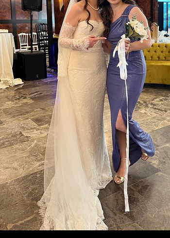 Straplez Balık Model Beyaz Gelinlik - Görsel 3