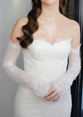 Straplez Balık Model Beyaz Gelinlik - Görsel 5