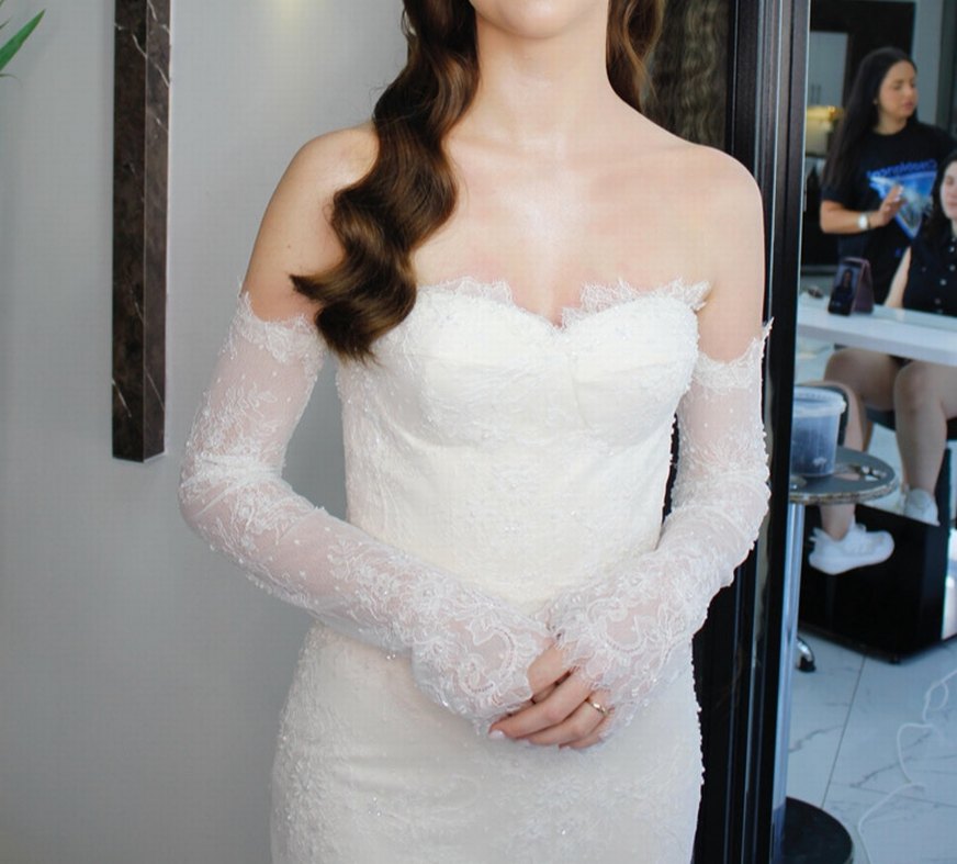 Straplez Balık Model Beyaz Gelinlik - Görsel 5