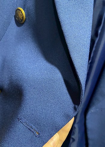 Düğmeli Lacivert Kadın Blazer Ceket - Görsel 3