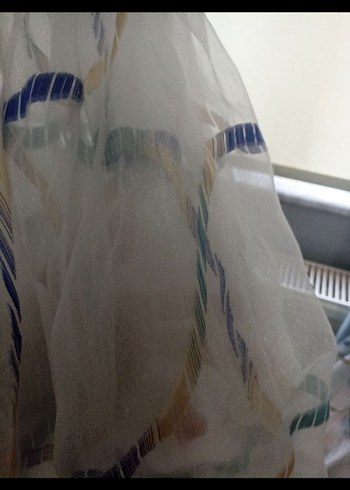 Mavi Batik Desenli Modern Tül Perde - Görsel 5