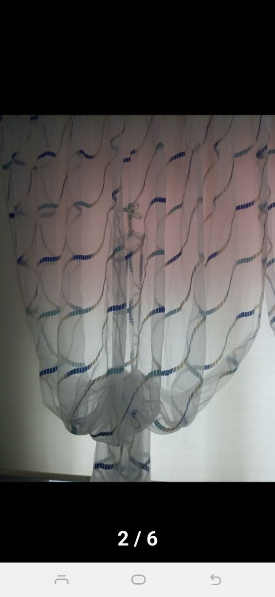 Mavi Batik Desenli Modern Tül Perde - Görsel 2