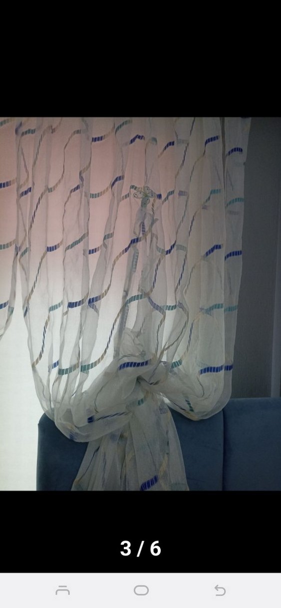 Mavi Batik Desenli Modern Tül Perde - Görsel 4