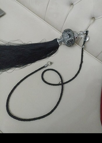 Yılan Desenli Siyah Gri Perde Bağı - Görsel 4