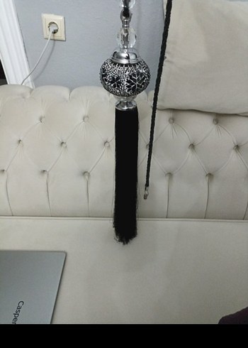 Yılan Desenli Siyah Gri Perde Bağı - Görsel 5