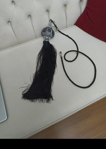 Yılan Desenli Siyah Gri Perde Bağı - Görsel 2