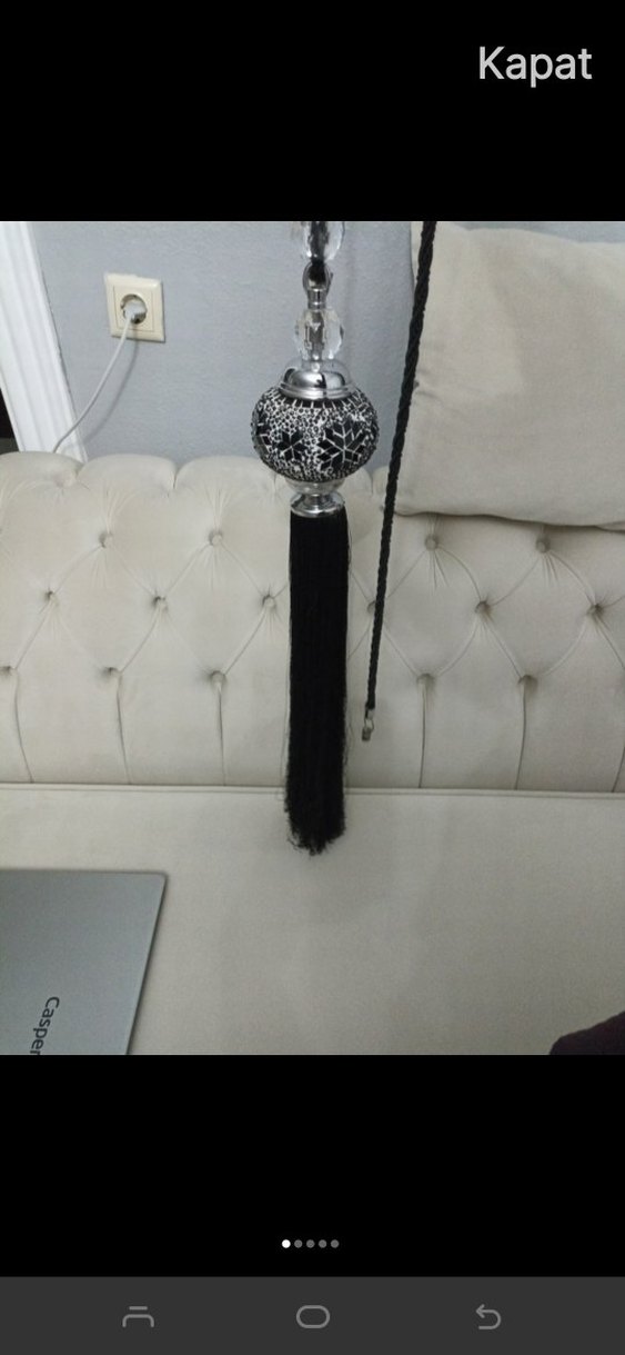 Yılan Desenli Siyah Gri Perde Bağı - Görsel 5