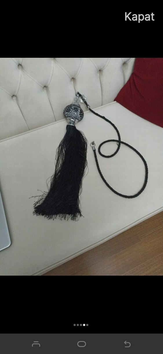 Yılan Desenli Siyah Gri Perde Bağı - Görsel 2