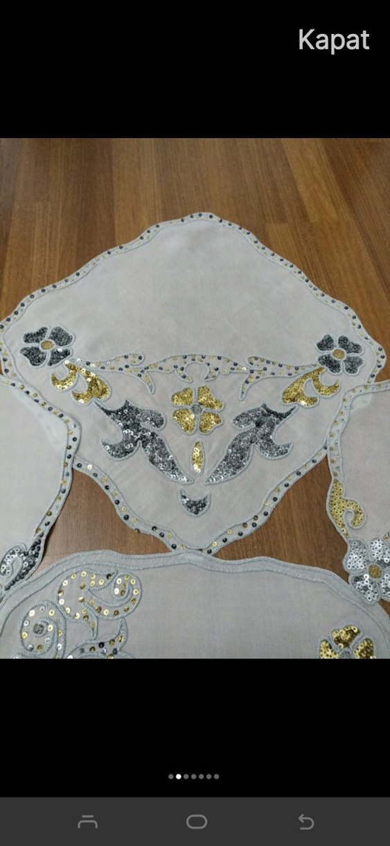 Nakışlı Beyaz Masa Örtüsü Seti - Görsel 2